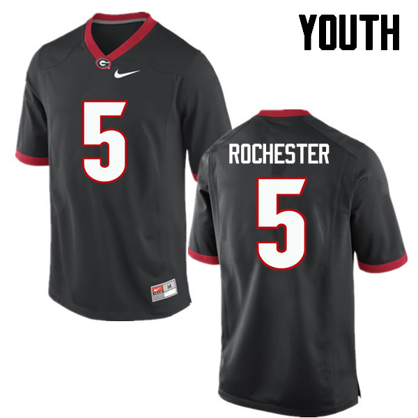 Georgia Bulldogs Youth Julian Rochester #5 Black Stitched College UGA Football Jersey 23ZF014CL